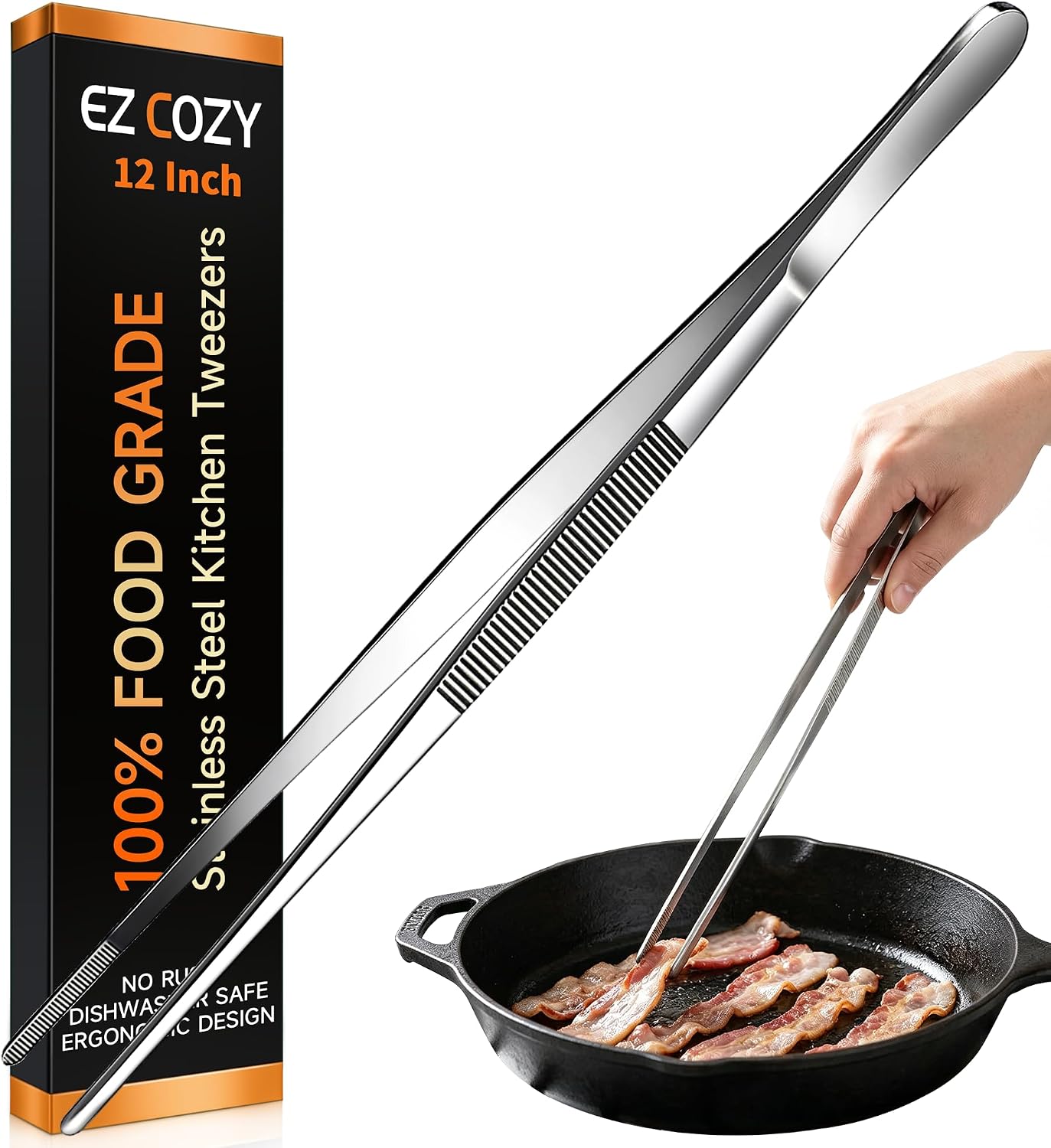 12-Inch Stainless Steel Kitchen Tweezers